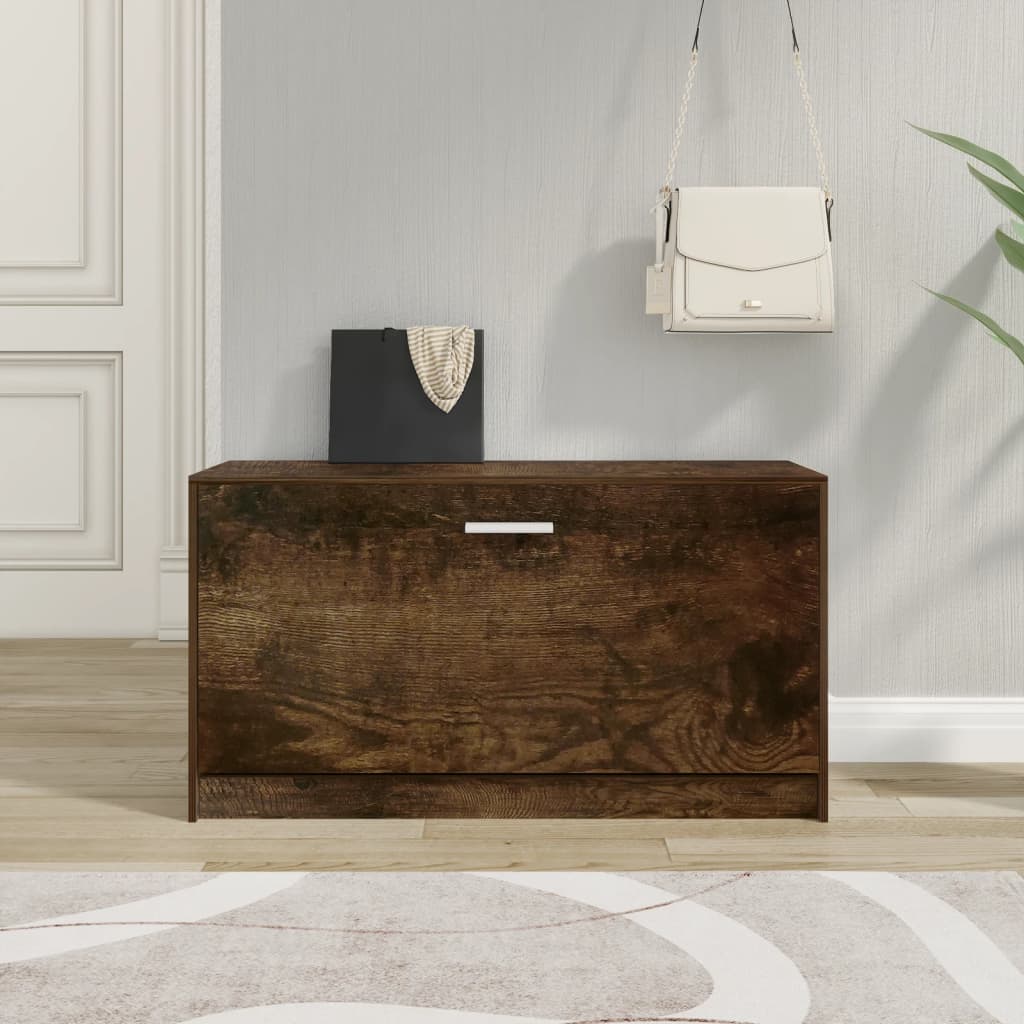 Shoe Bench Smoked Oak 80x24x45 cm Engineered Wood - Brittle & Co