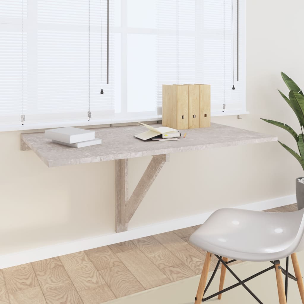 Folding Wall Table Concrete Grey 100x60x56 cm Engineered Wood - Casper Homes