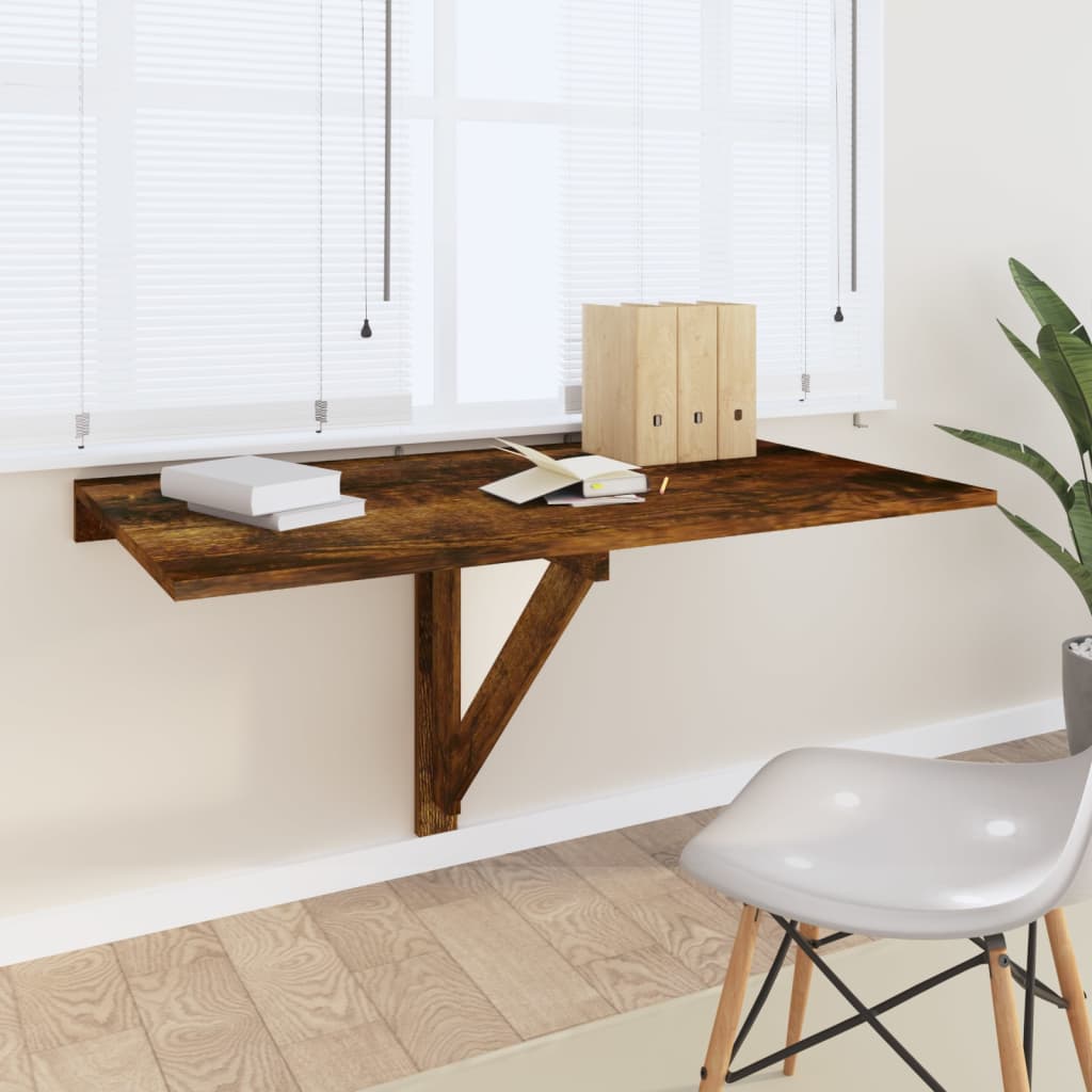 Folding Wall Table Smoked Oak 100x60x56 cm Engineered Wood - Brittle & Co