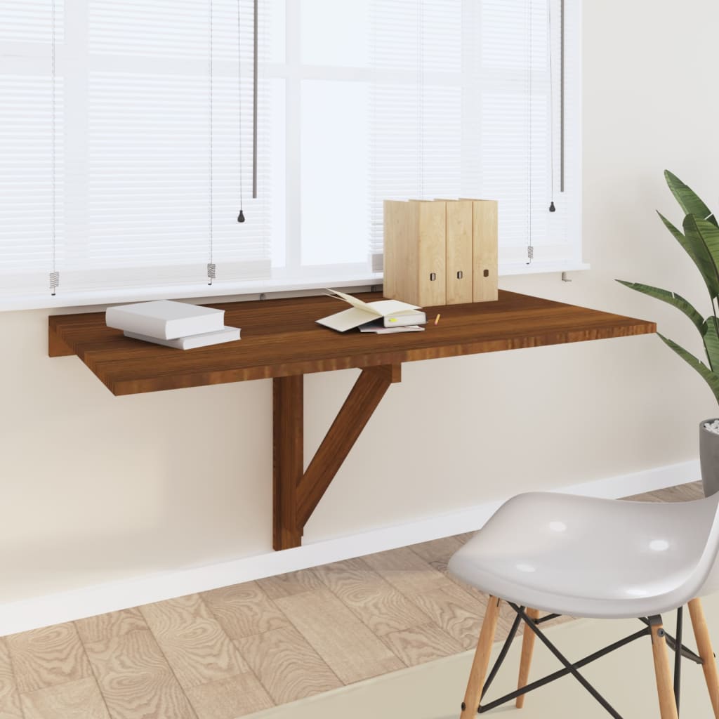 Folding Wall Table Brown Oak 100x60x56 cm Engineered Wood - The Home Maker