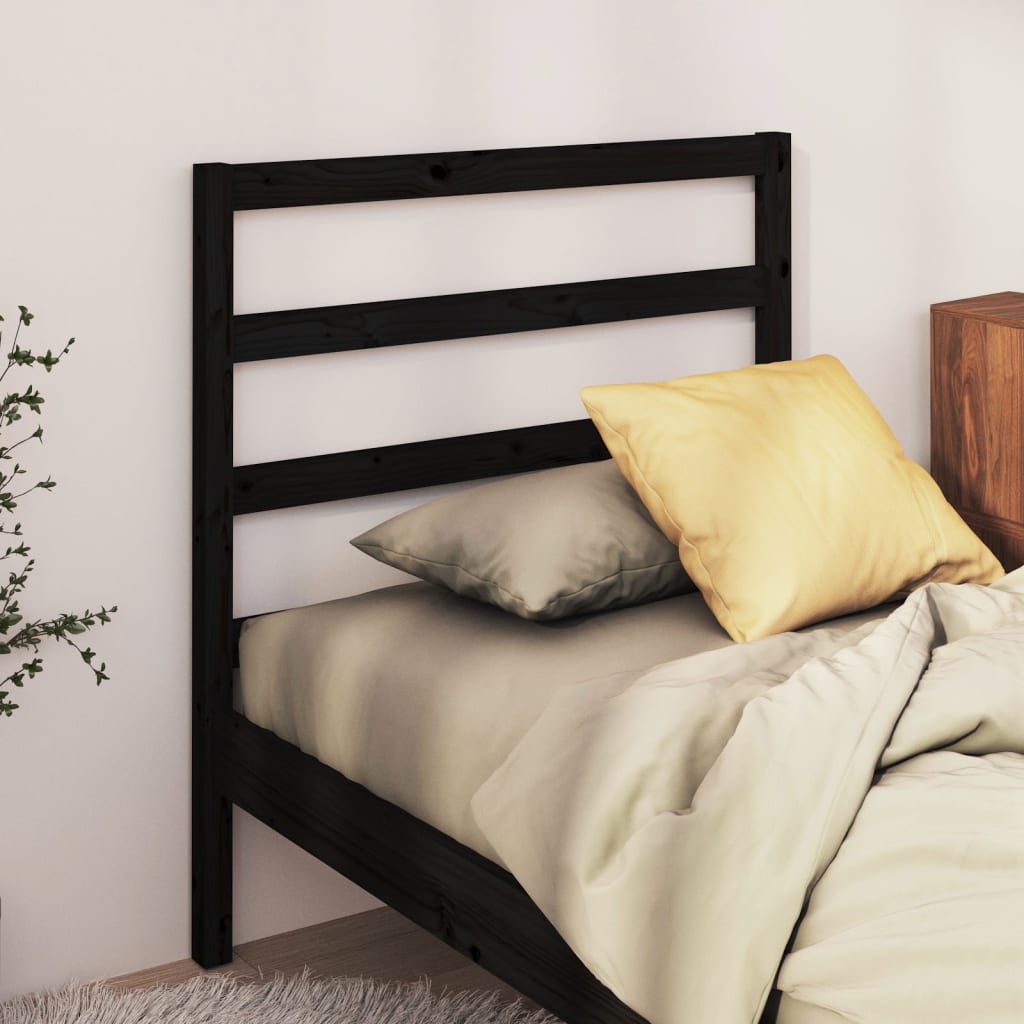 Bed Headboard Black 81x4x100 cm Solid Wood Pine - R and M Furniture