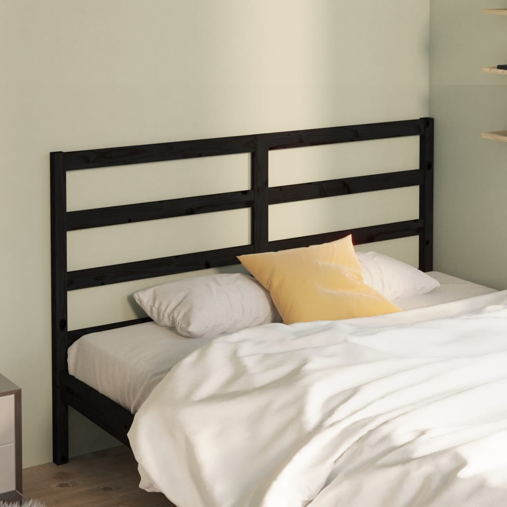Bed Headboard Black 126x4x100 cm Solid Wood Pine - Sid & Sam