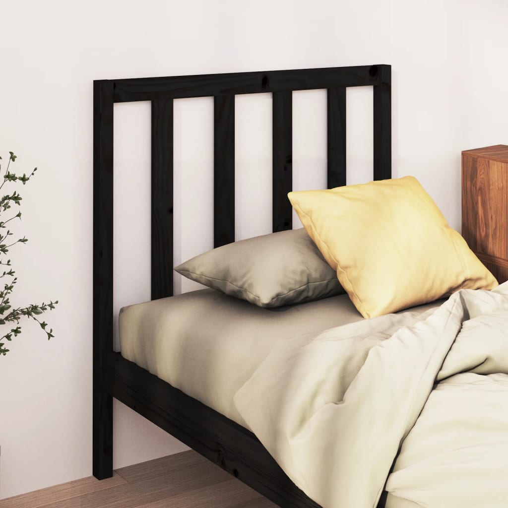 Bed Headboard Black 96x4x100 cm Solid Wood Pine - Unbeatable Bargains