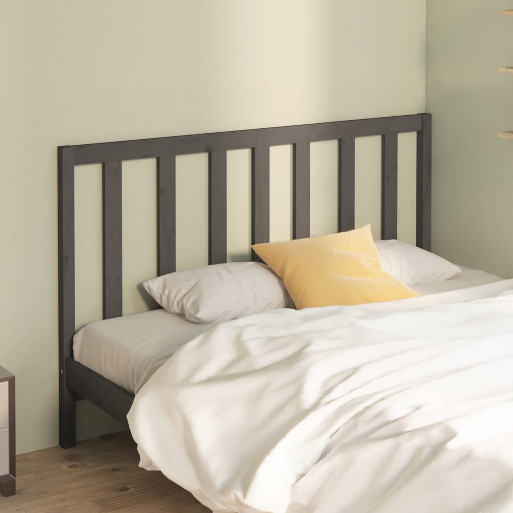 Bed Headboard Grey 141x4x100cm Solid Wood Pine - Design Hut