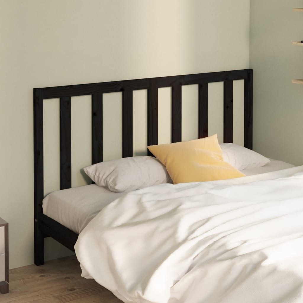 Bed Headboard Black 156x4x100 cm Solid Wood Pine - R and M Furniture
