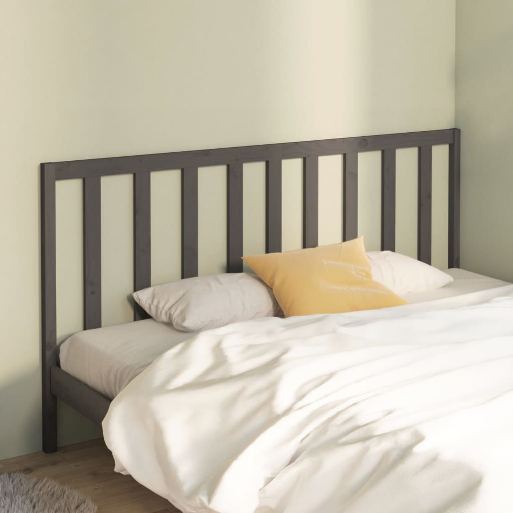 Bed Headboard Grey 206x4x100 cm Solid Wood Pine - Unbeatable Bargains