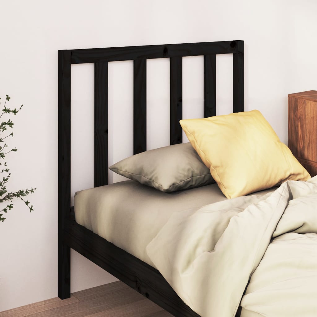 Bed Headboard Black 81x4x100 cm Solid Wood Pine - Unbeatable Bargains