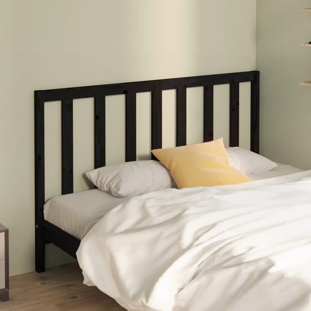 Bed Headboard Black 166x4x100cm Solid Wood Pine - Design Hut