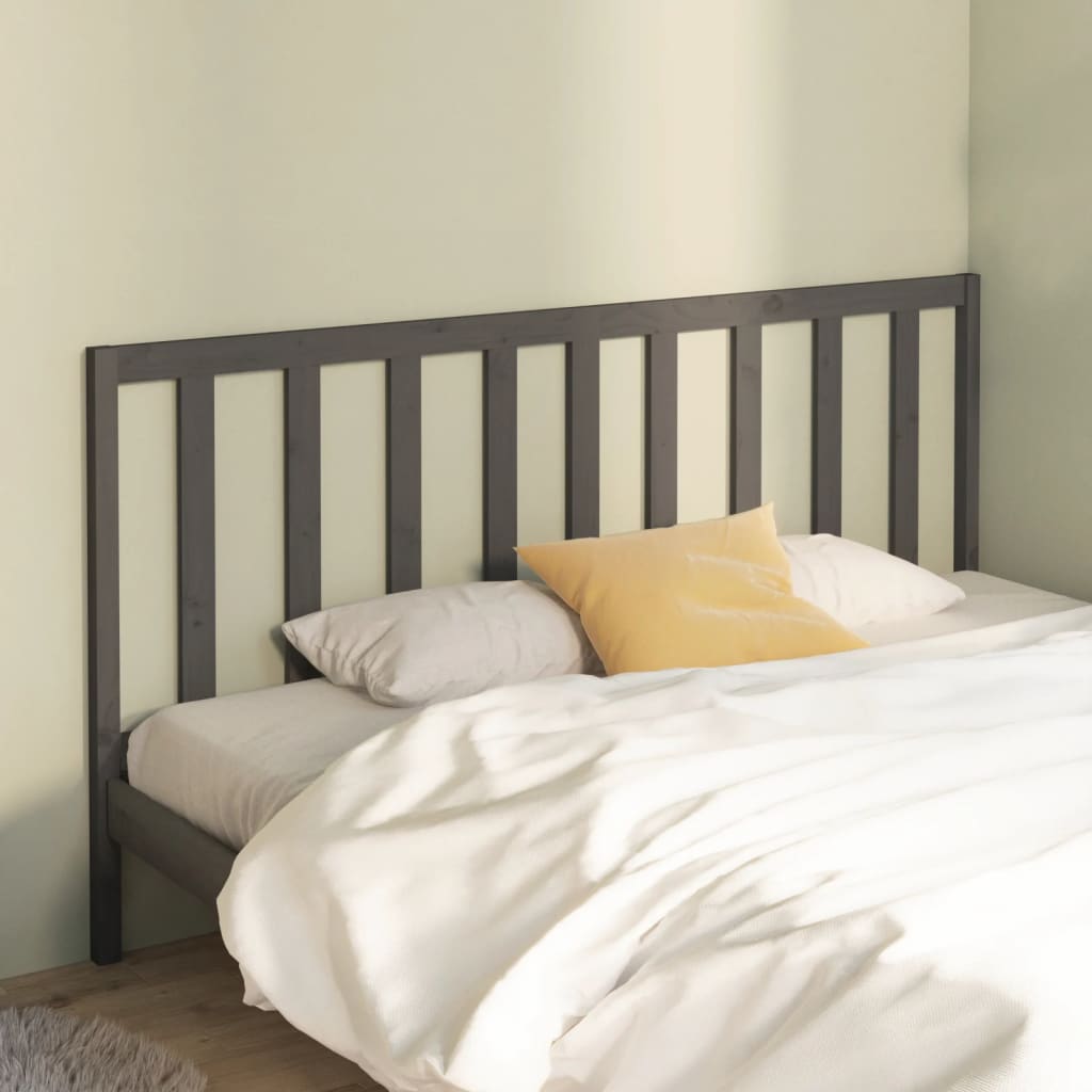 Bed Headboard Grey 186x4x100 cm Solid Wood Pine - R and M Furniture
