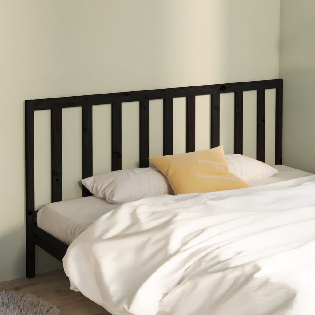 Bed Headboard Black 186x4x100 cm Solid Wood Pine - Unbeatable Bargains