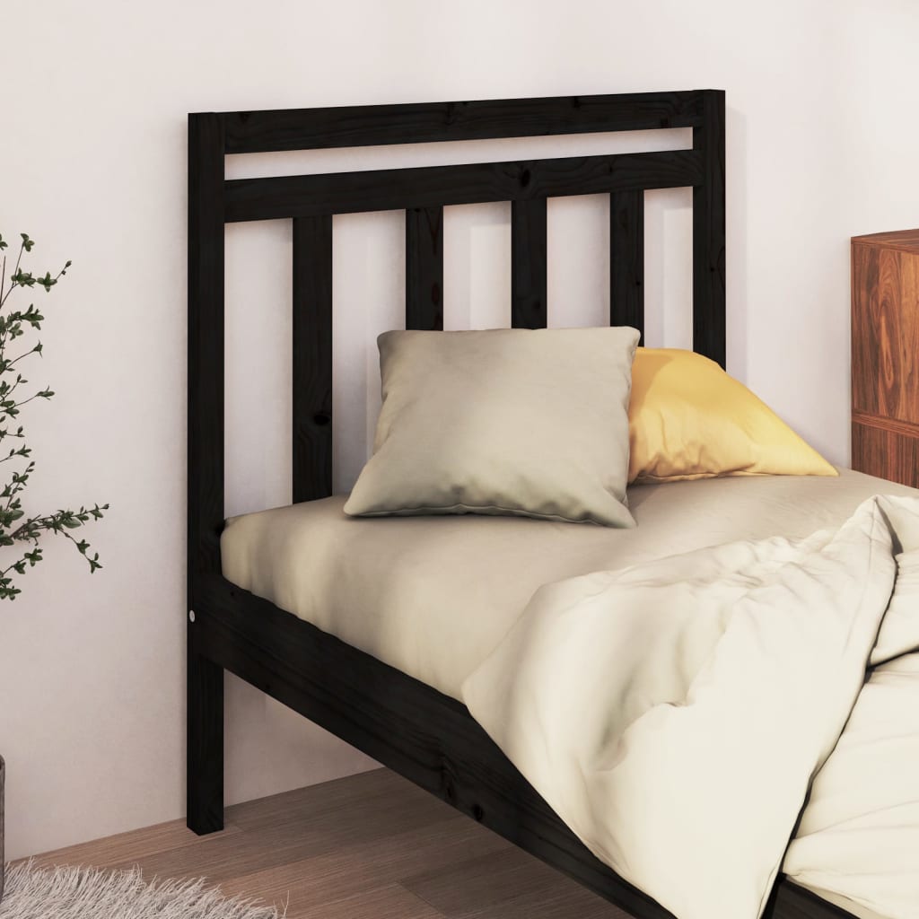 Bed Headboard Black 96x4x100 cm Solid Wood Pine - R and M Furniture