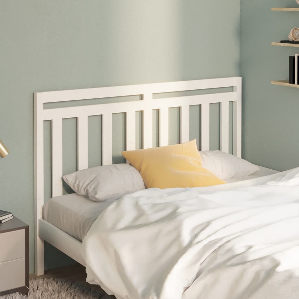 Bed Headboard White 141x4x100 cm Solid Wood Pine - Merkel Designers