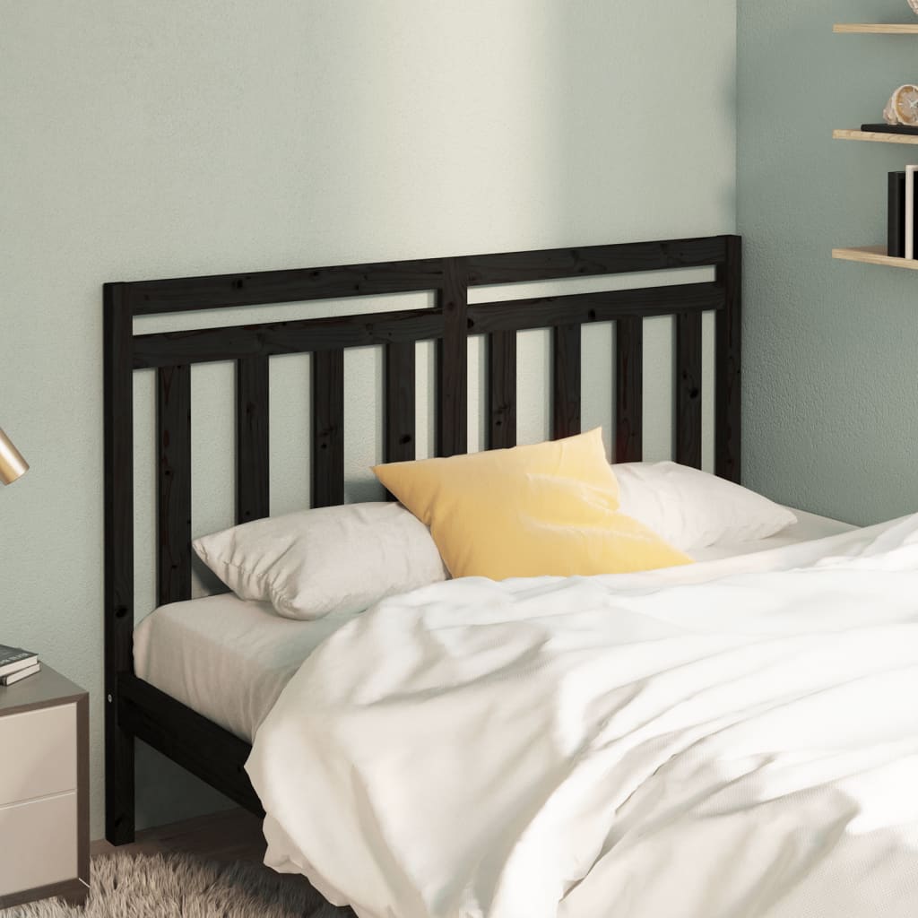 Bed Headboard Black 156x4x100 cm Solid Wood Pine - Sid & Sam
