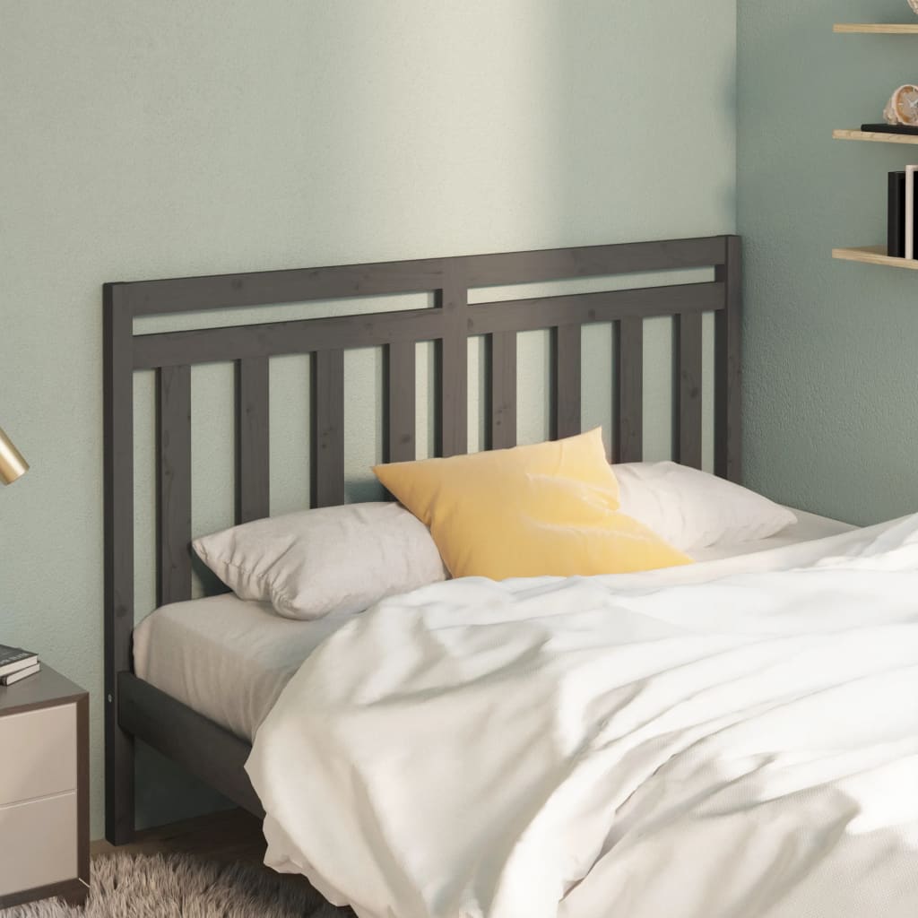 Bed Headboard Grey 166x4x100 cm Solid Wood Pine - Sid & Sam