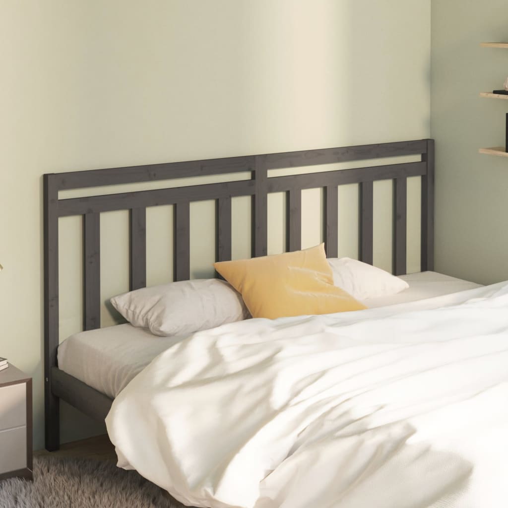 Bed Headboard Grey 186x4x100 cm Solid Wood Pine - Millennium Furniture