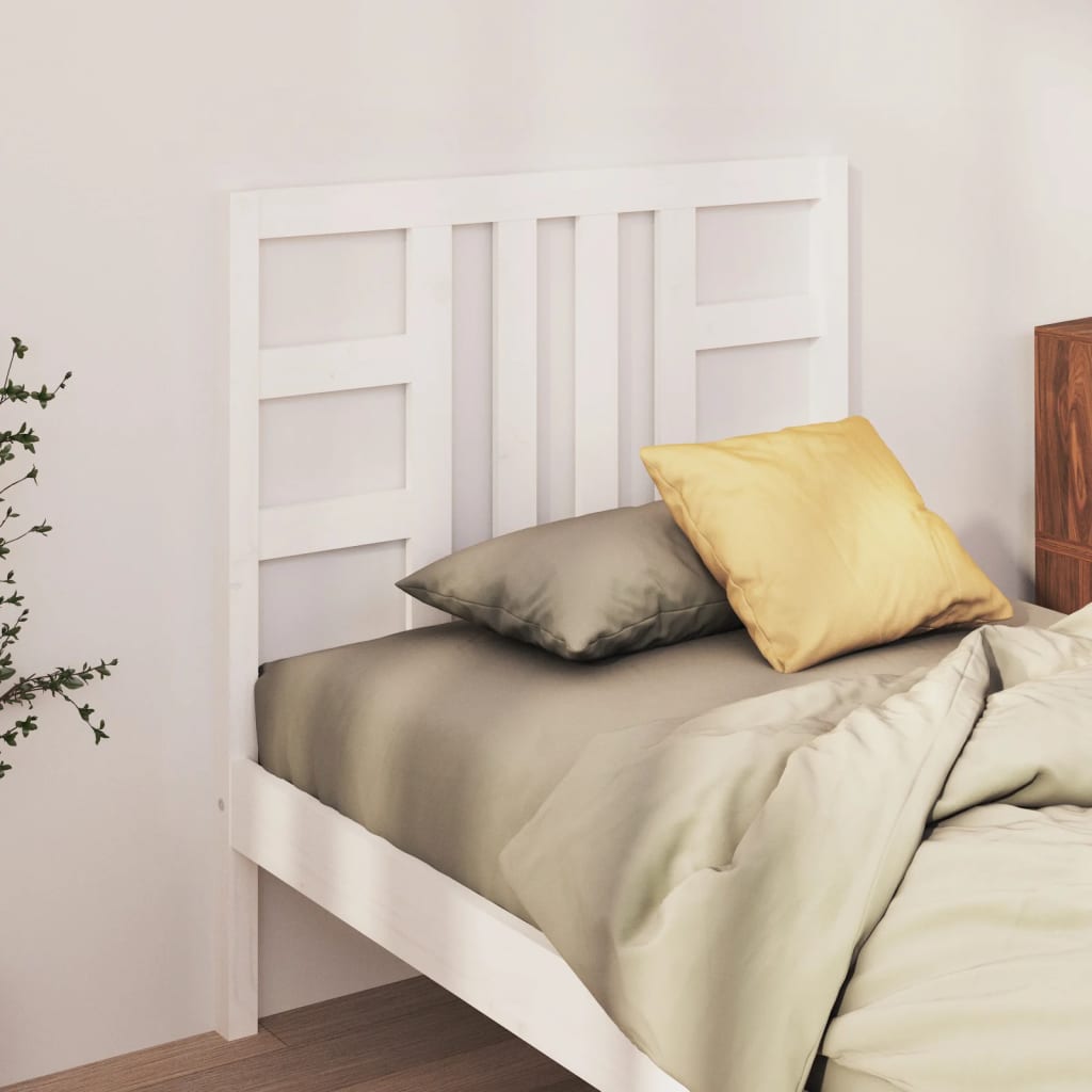 Bed Headboard White 106x4x100 cm Solid Wood Pine - Direct Imports