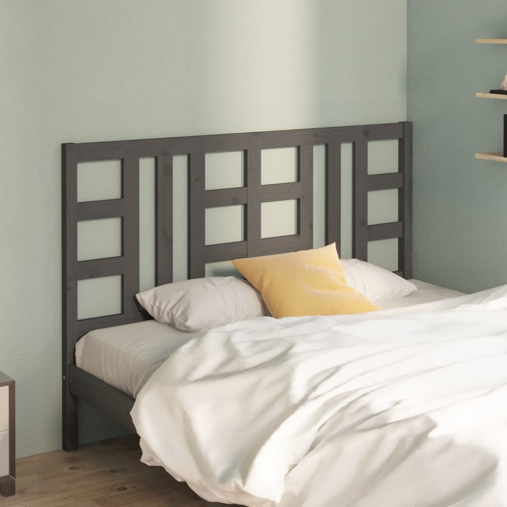 Bed Headboard Grey 126x4x100 cm Solid Wood Pine - Millennium Furniture