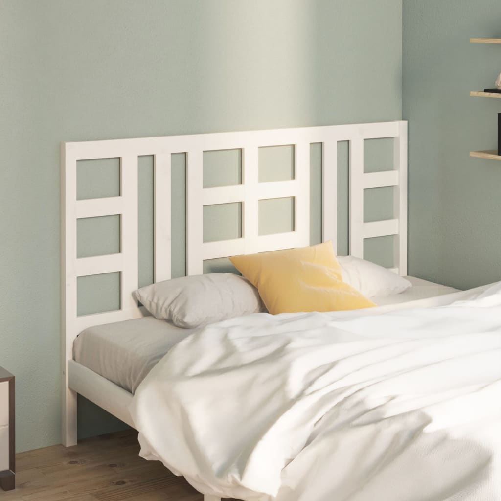 Bed Headboard White 156x4x100cm Solid Wood Pine - Design Hut