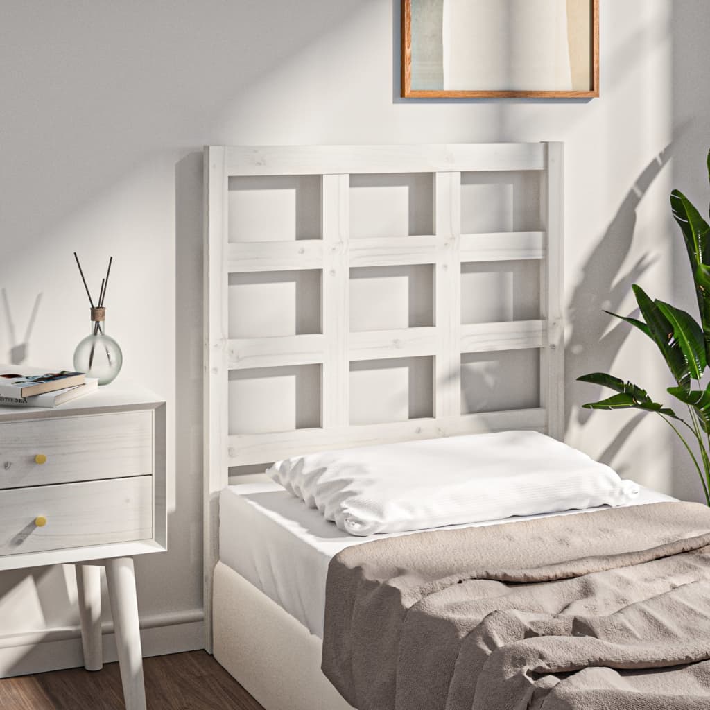 Bed Headboard White 80.5x4x100 cm Solid Wood Pine - R and M Furniture
