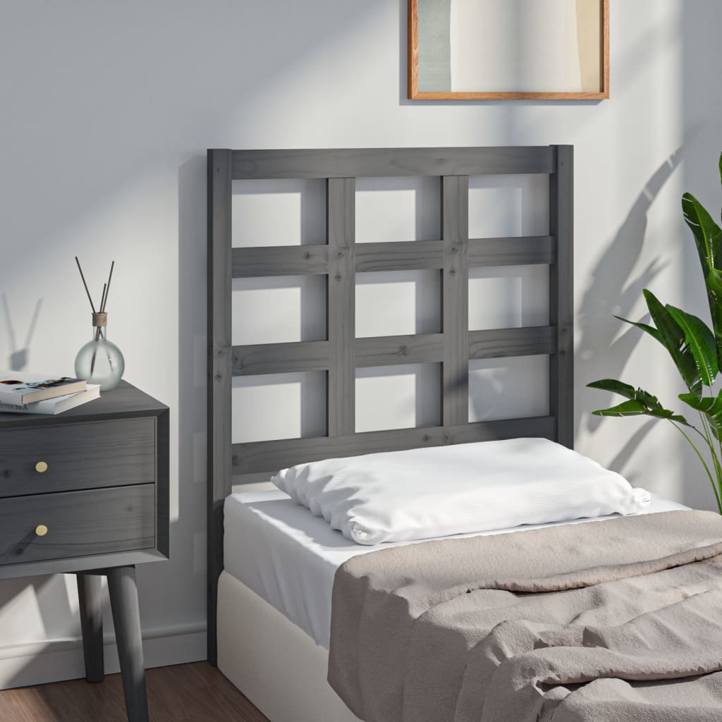 Bed Headboard Grey 80.5x4x100cm Solid Wood Pine - Design Hut
