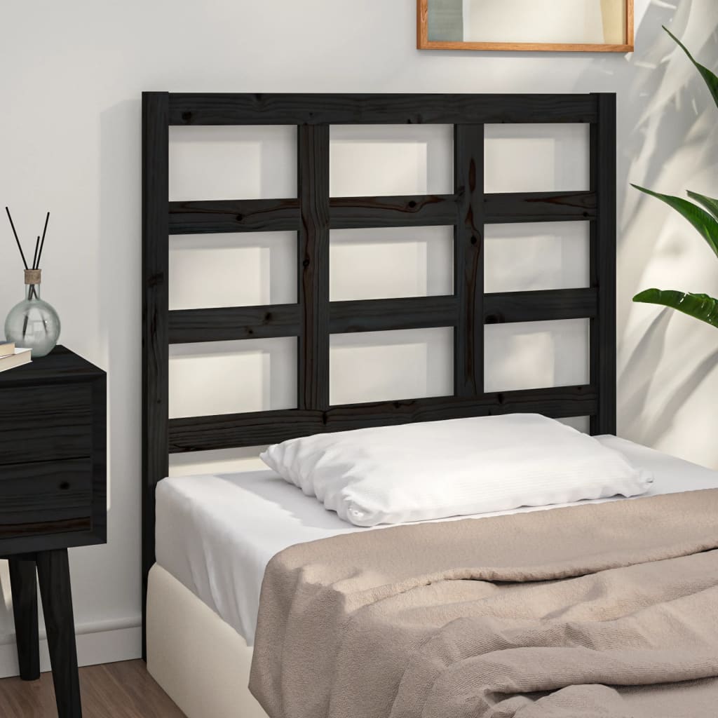 Bed Headboard Black 95.5x4x100 cm Solid Wood Pine - Tyrell & Tyrell