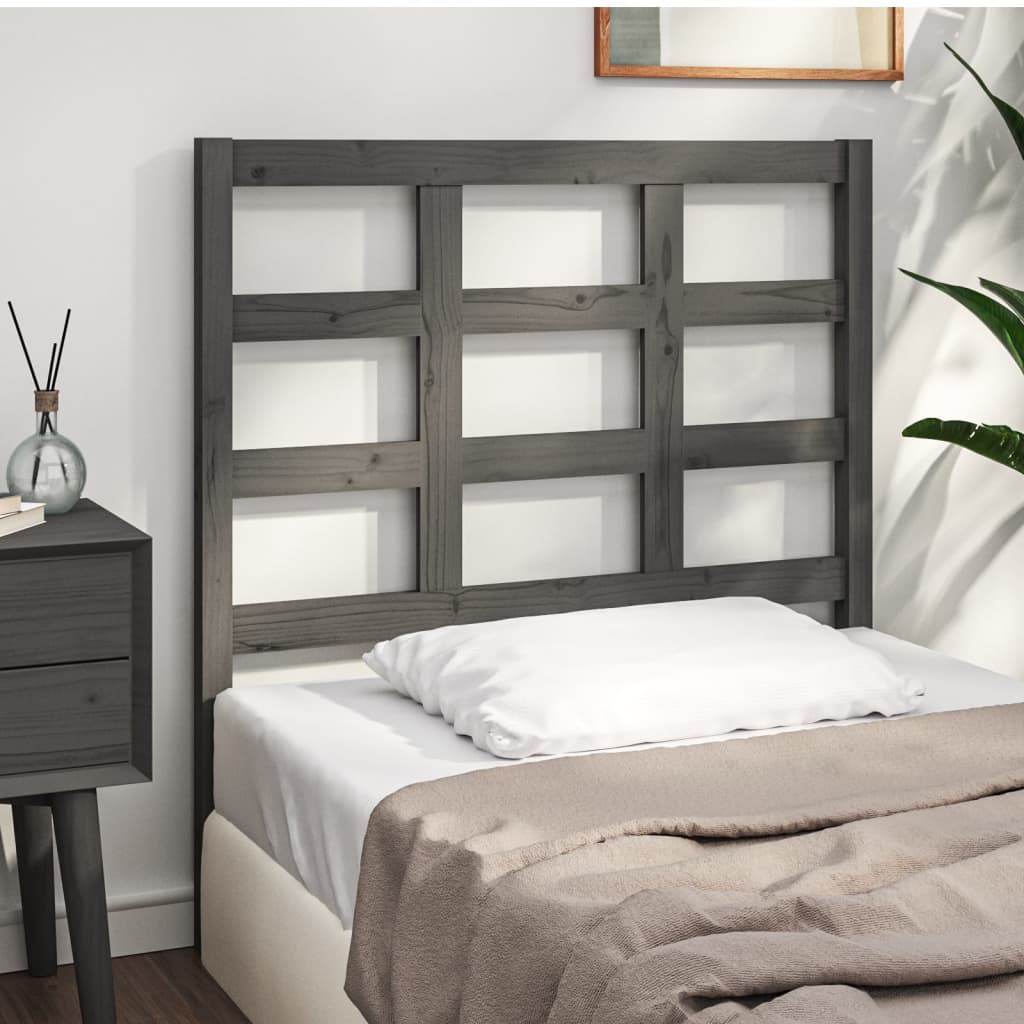 Bed Headboard Grey 105.5x4x100 cm Solid Wood Pine - Merkel Designers