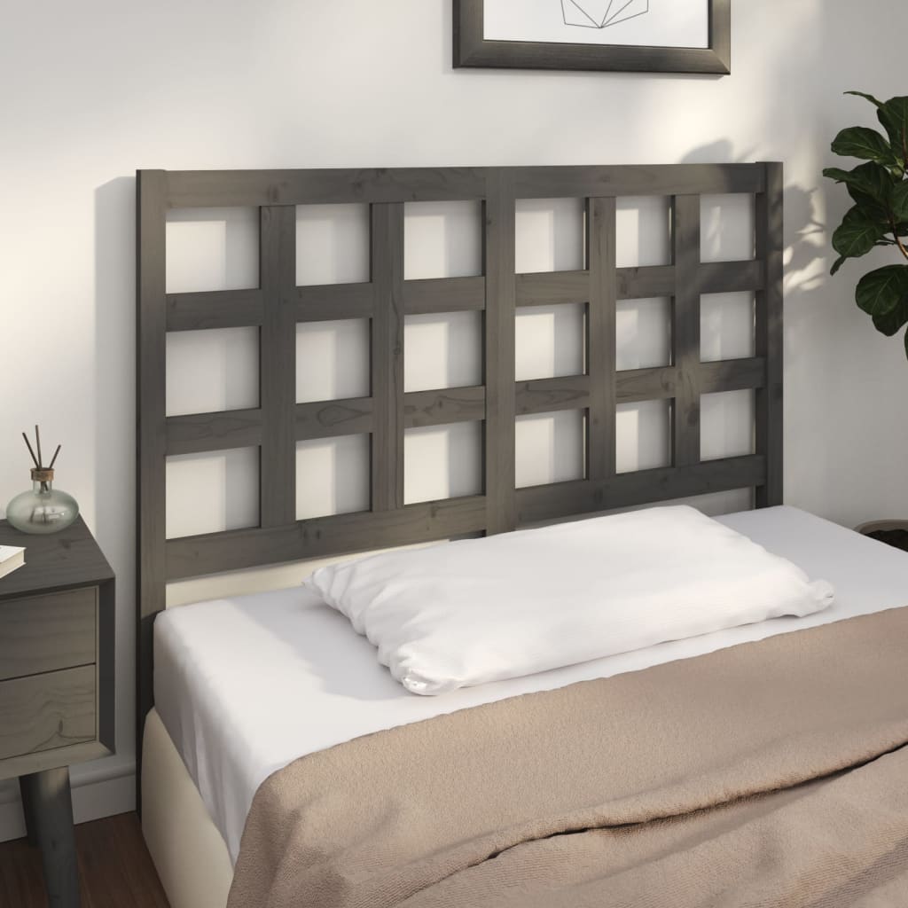 Bed Headboard Grey 125.5x4x100 cm Solid Wood Pine - Unbeatable Bargains