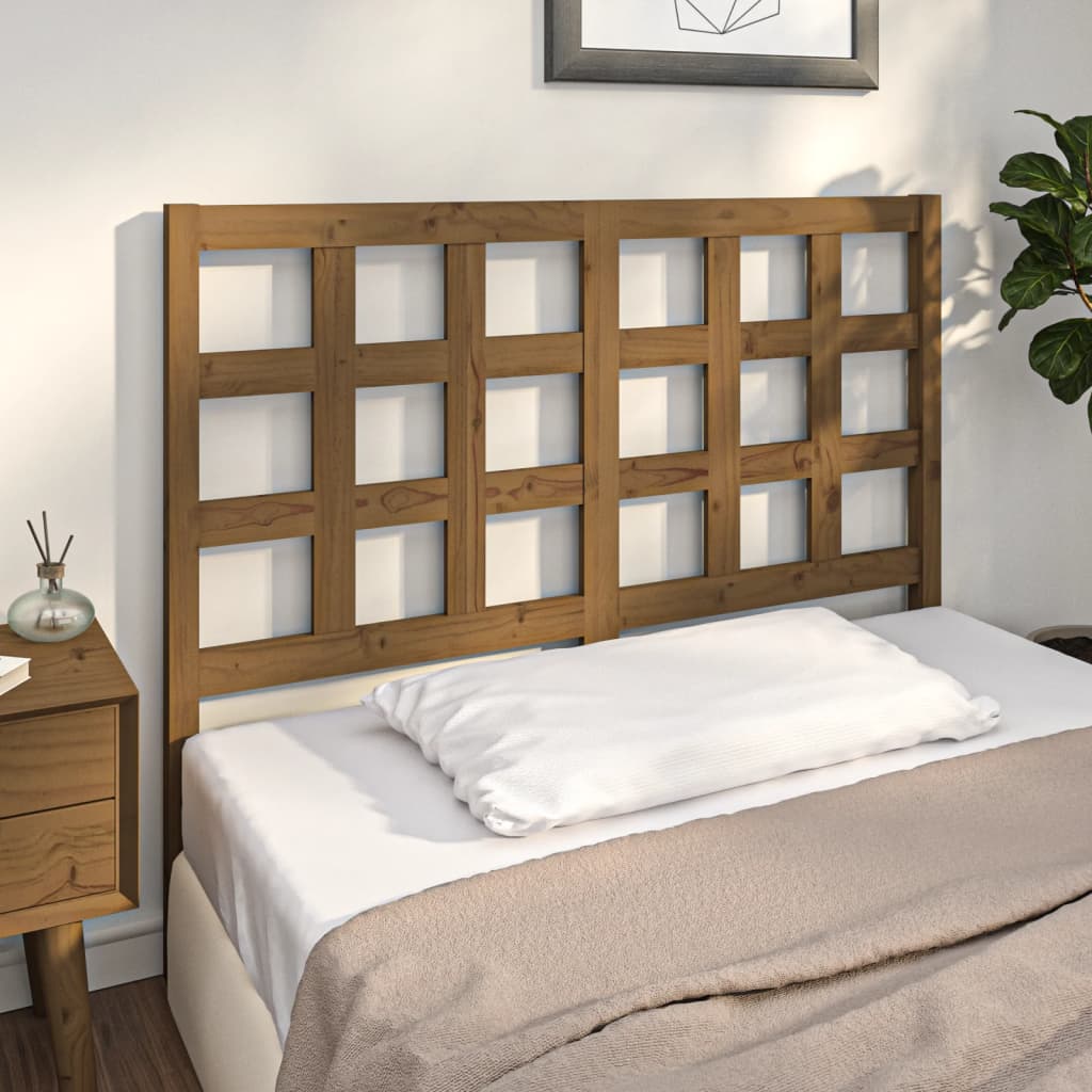 Bed Headboard Honey Brown 125.5x4x100 cm Solid Wood Pine - Decor Base