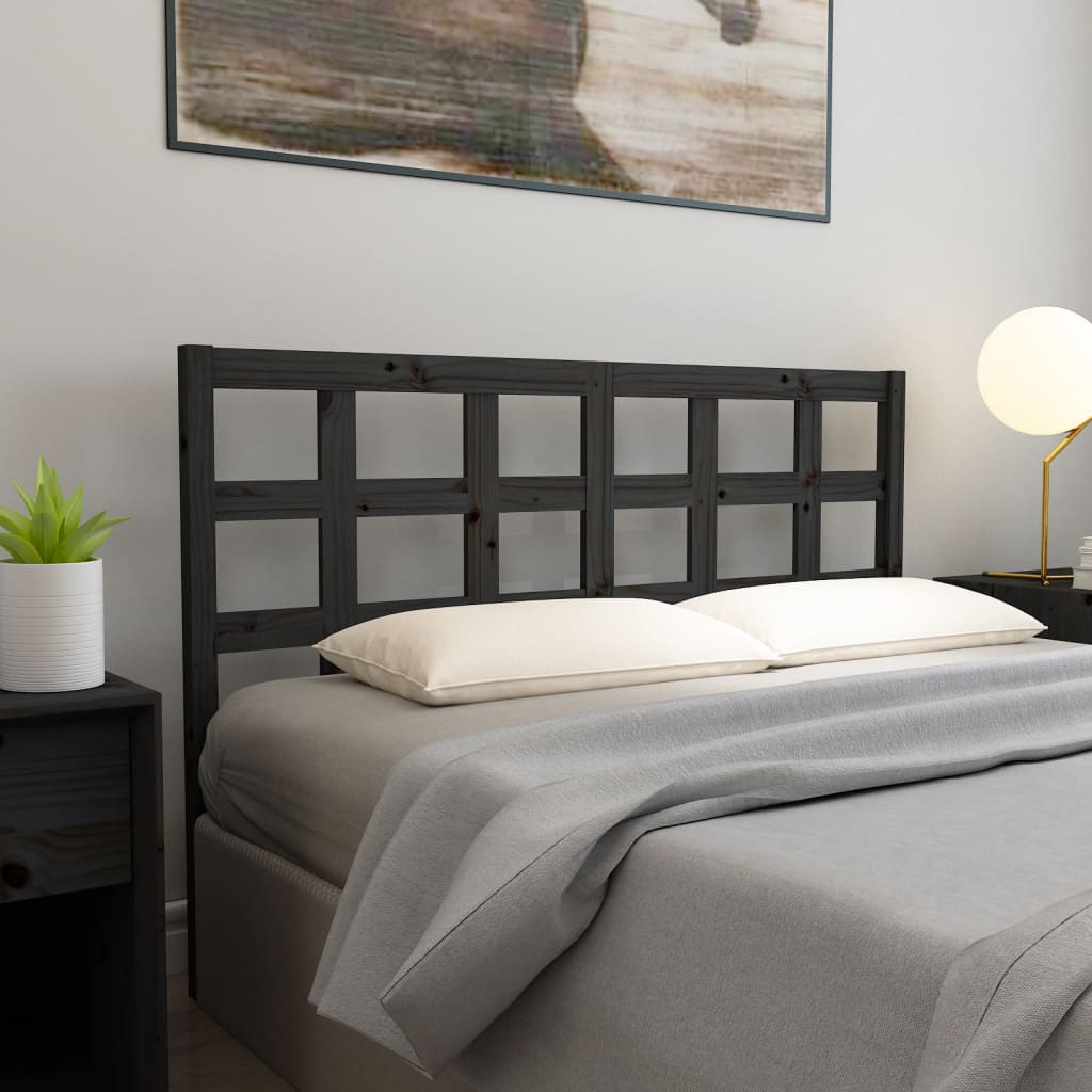 Bed Headboard Black 145.5x4x100 cm Solid Wood Pine - Unbeatable Bargains