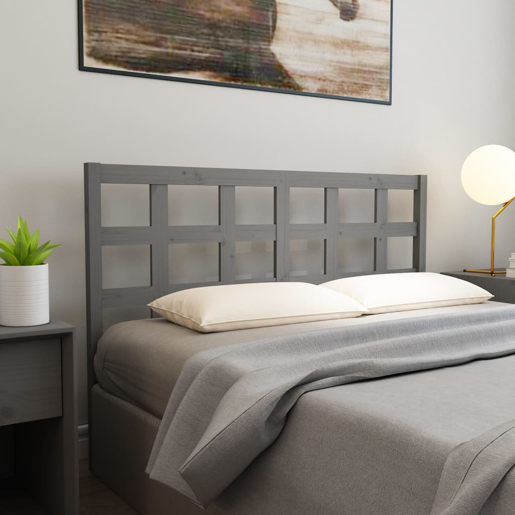 Bed Headboard Grey 156x4x100 cm Solid Wood Pine - Tyrell & Tyrell