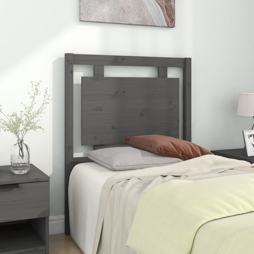Bed Headboard Grey 80.5x4x100cm Solid Pine Wood - Design Hut