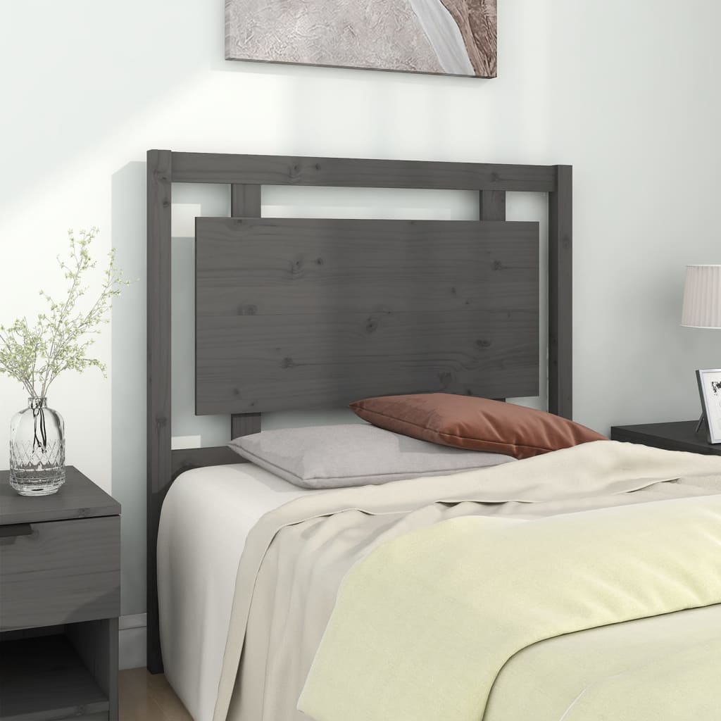 Bed Headboard Grey 95.5x4x100cm Solid Pine Wood - Design Hut