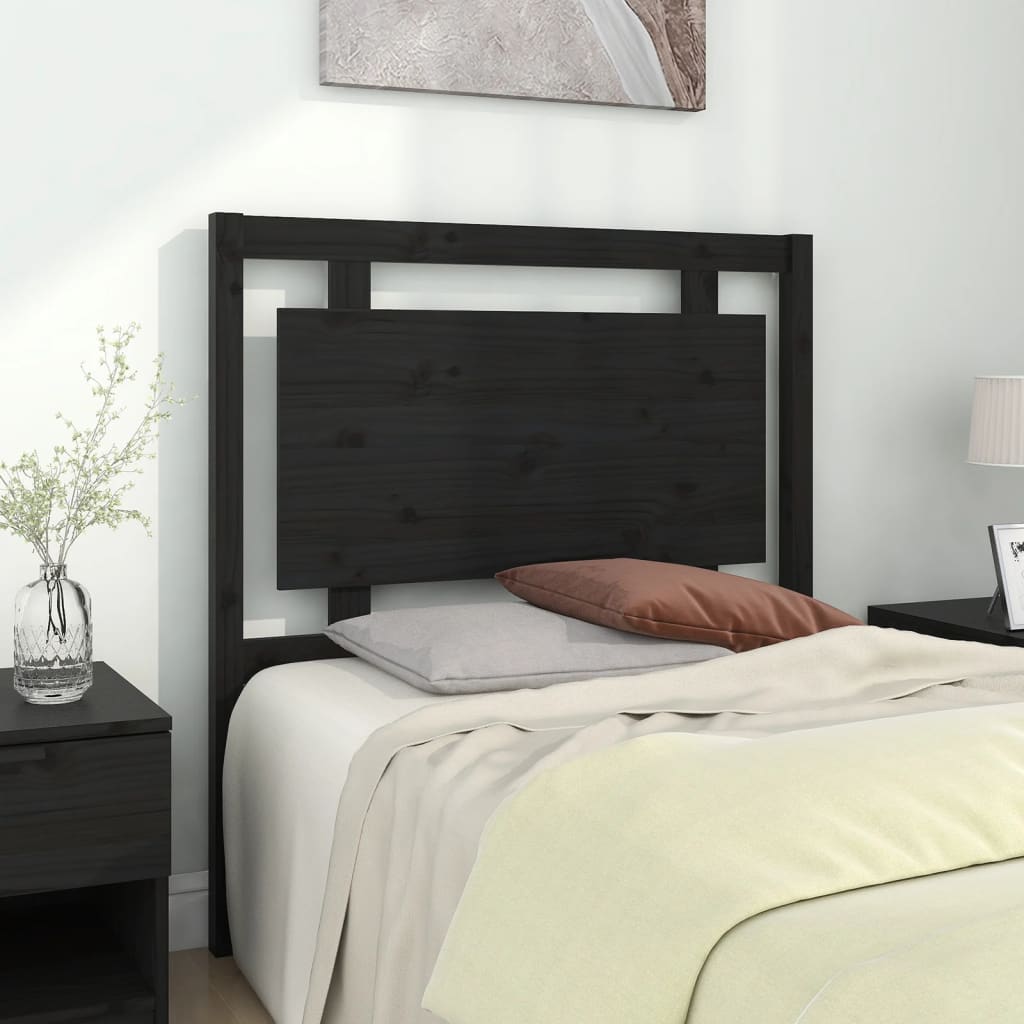 Bed Headboard Black 95.5x4x100 cm Solid Pine Wood - Sid & Sam