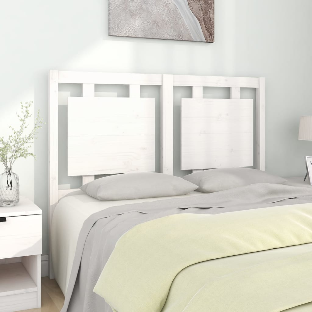 Bed Headboard White 125.5x4x100 cm Solid Pine Wood - Decor Base