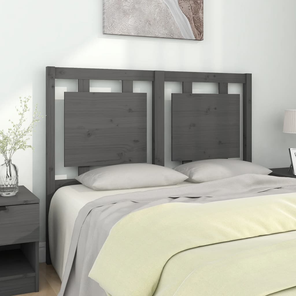 Bed Headboard Grey 125.5x4x100 cm Solid Pine Wood - Unbeatable Bargains