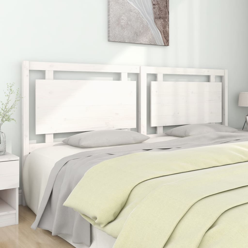 Bed Headboard White 205.5x4x100 cm Solid Pine Wood - Millennium Furniture