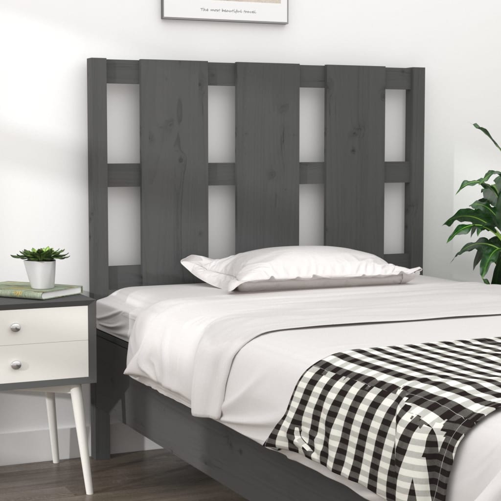 Bed Headboard Grey 95.5x4x100 cm Solid Wood Pine - Unbeatable Bargains