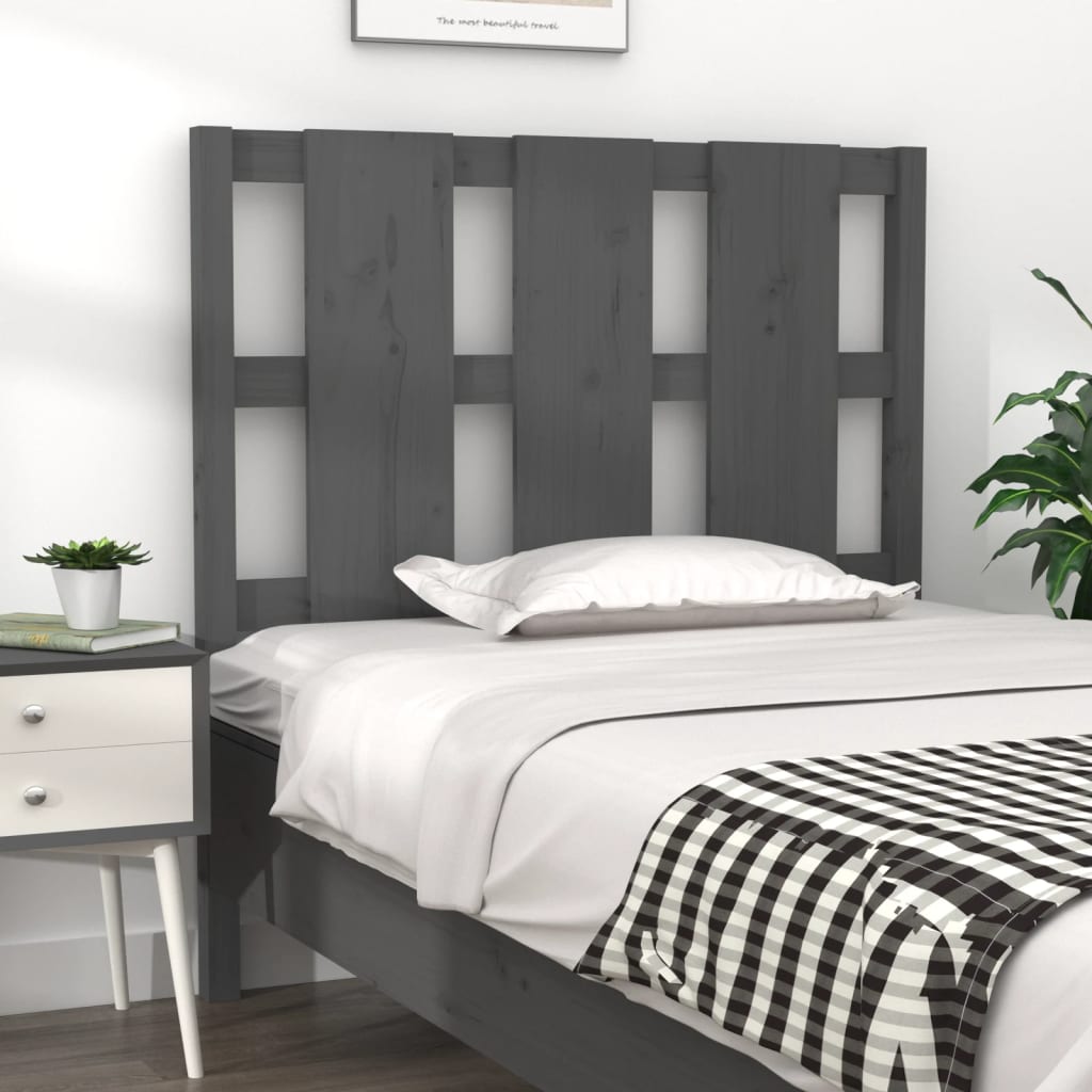 Bed Headboard Grey 105.5x4x100 cm Solid Wood Pine - R and M Furniture
