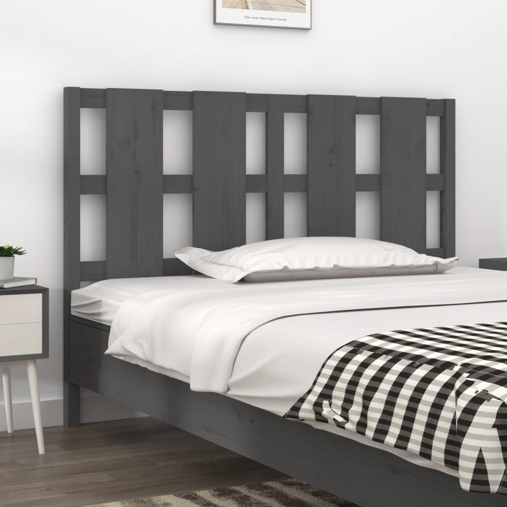 Bed Headboard Grey 145.5x4x100 cm Solid Wood Pine - Decor Base