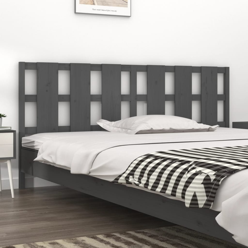 Bed Headboard Grey 205.5x4x100 cm Solid Wood Pine - Millennium Furniture