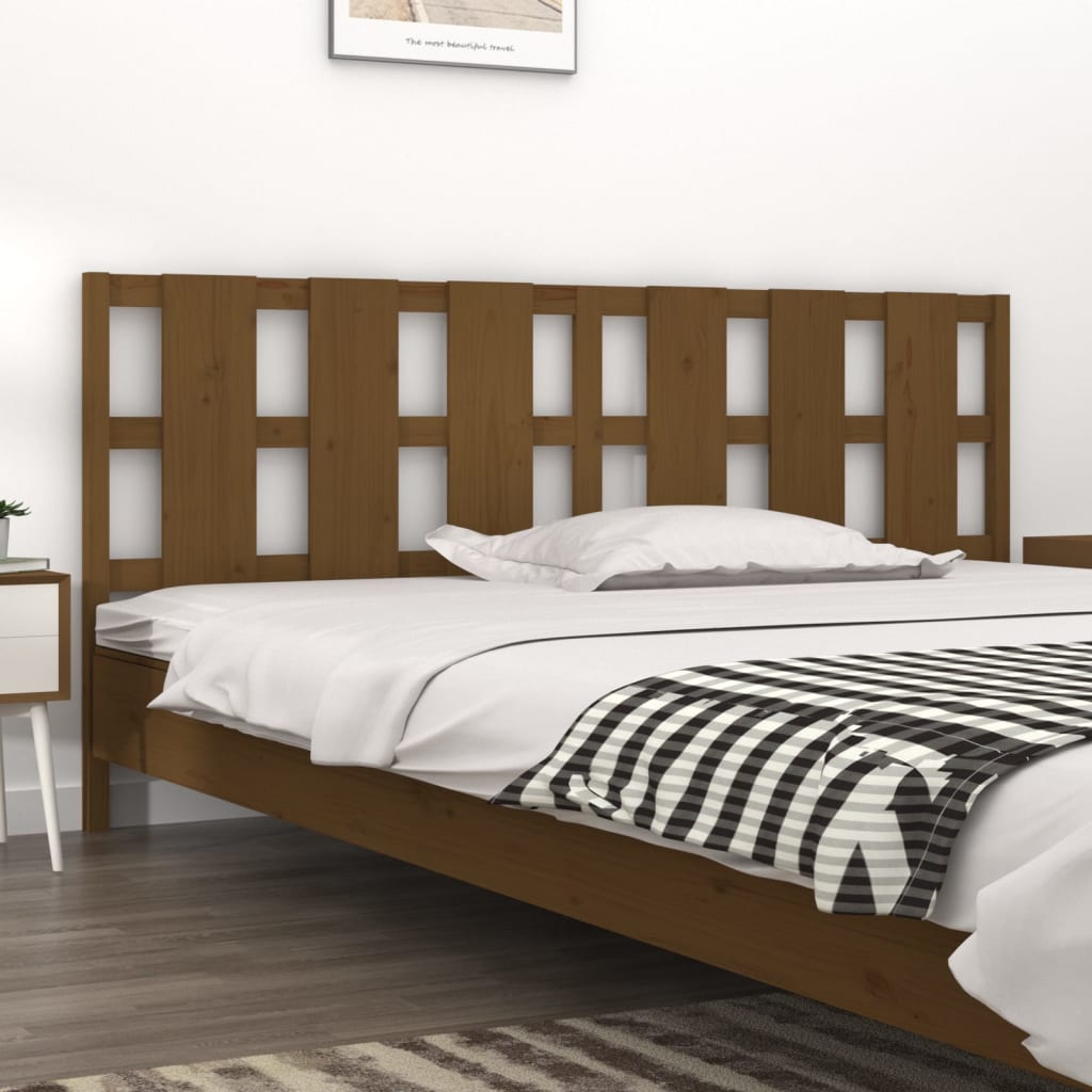 Bed Headboard Honey Brown 205.5x4x100cm Solid Wood Pine - Design Hut