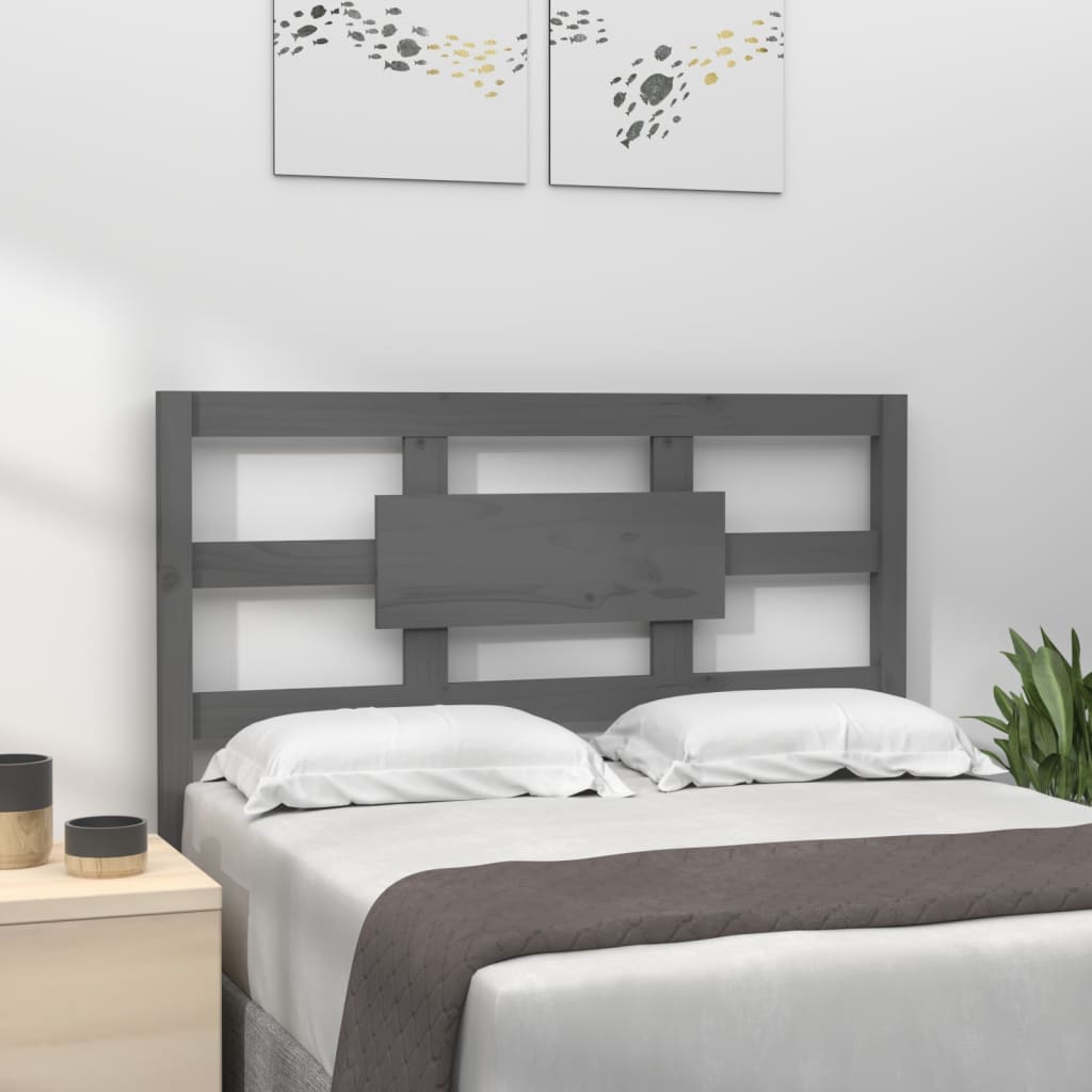 Bed Headboard Grey 80.5x4x100 cm Solid Wood Pine - Unbeatable Bargains