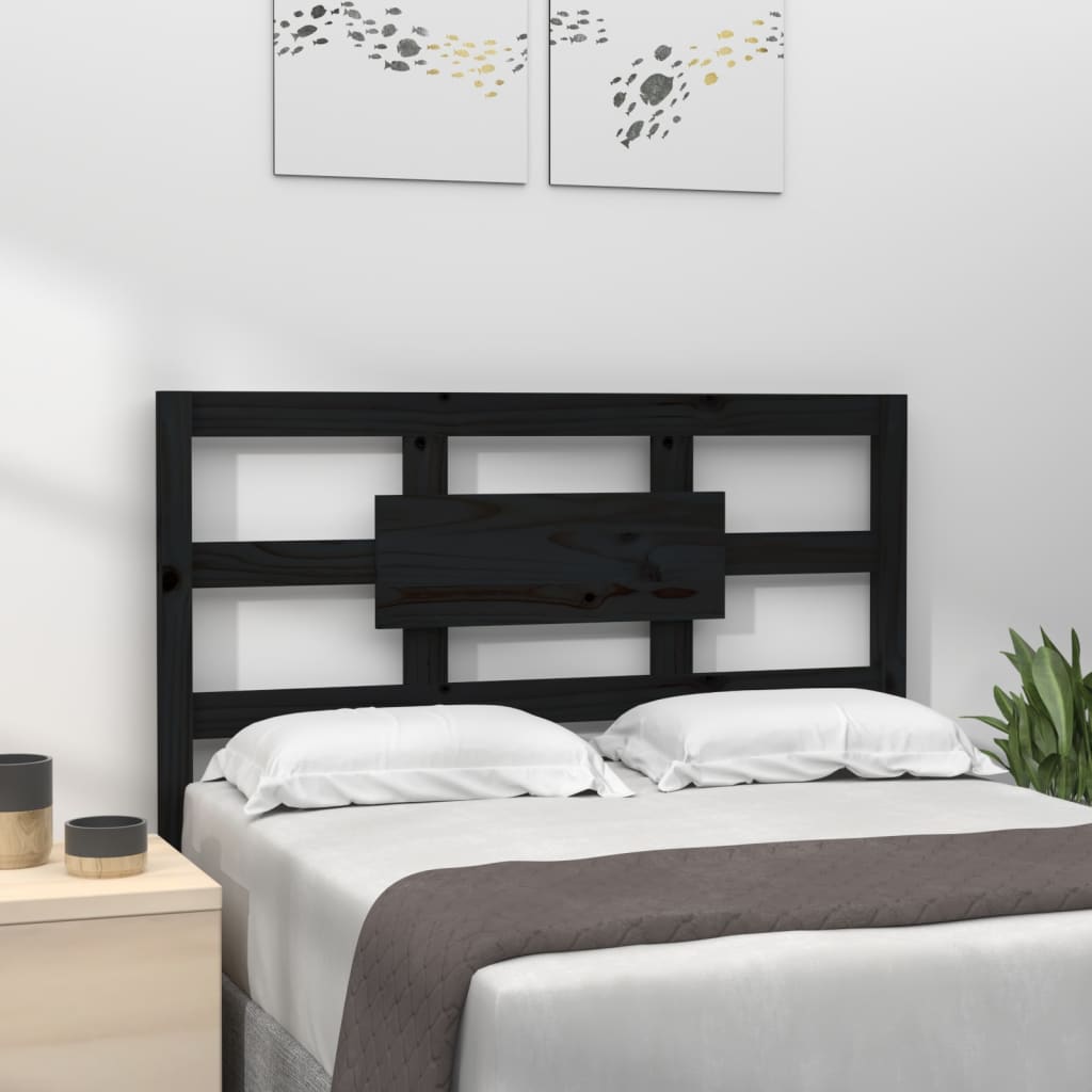Bed Headboard Black 95.5x4x100cm Solid Wood Pine - Design Hut