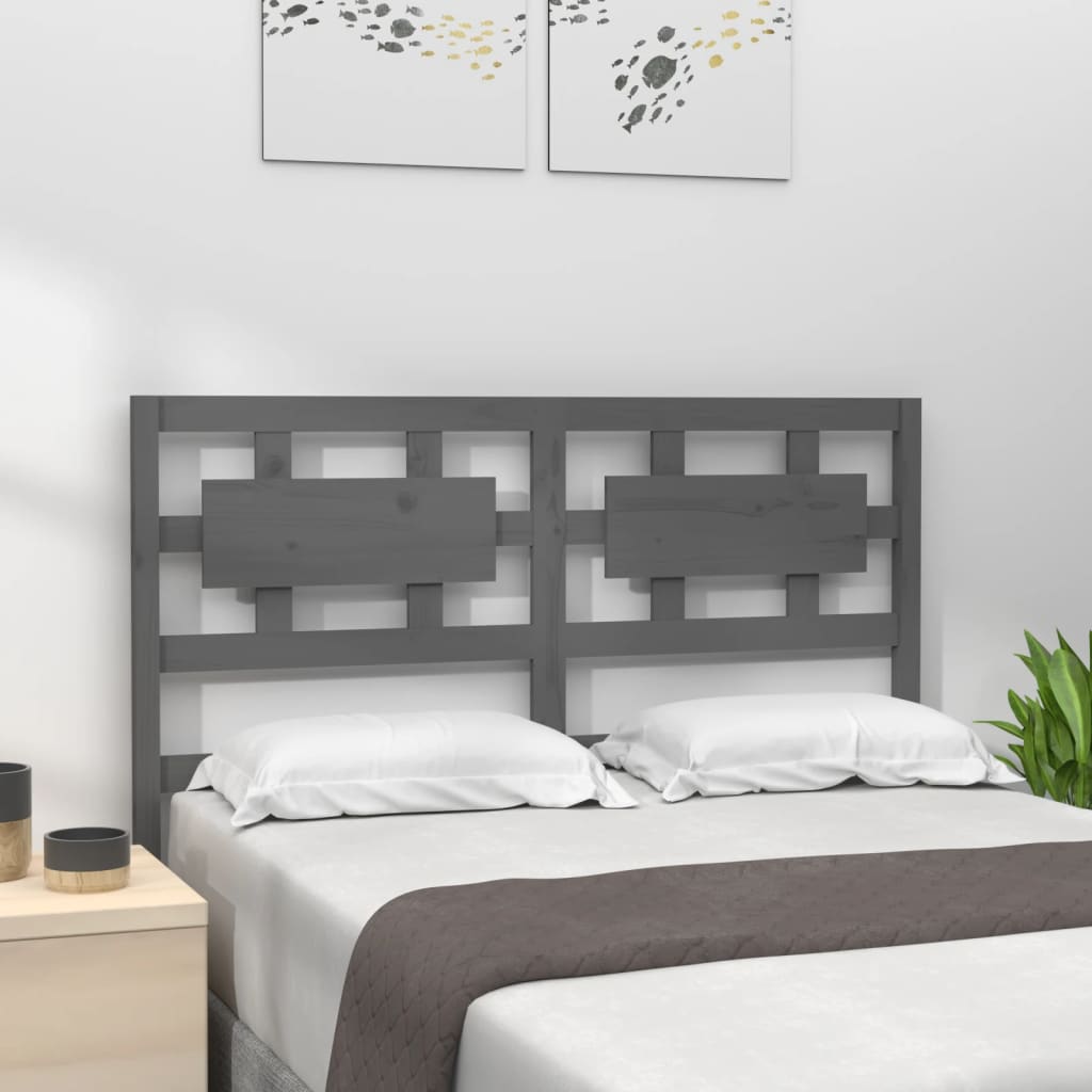 Bed Headboard Grey 125.5x4x100cm Solid Wood Pine - Design Hut