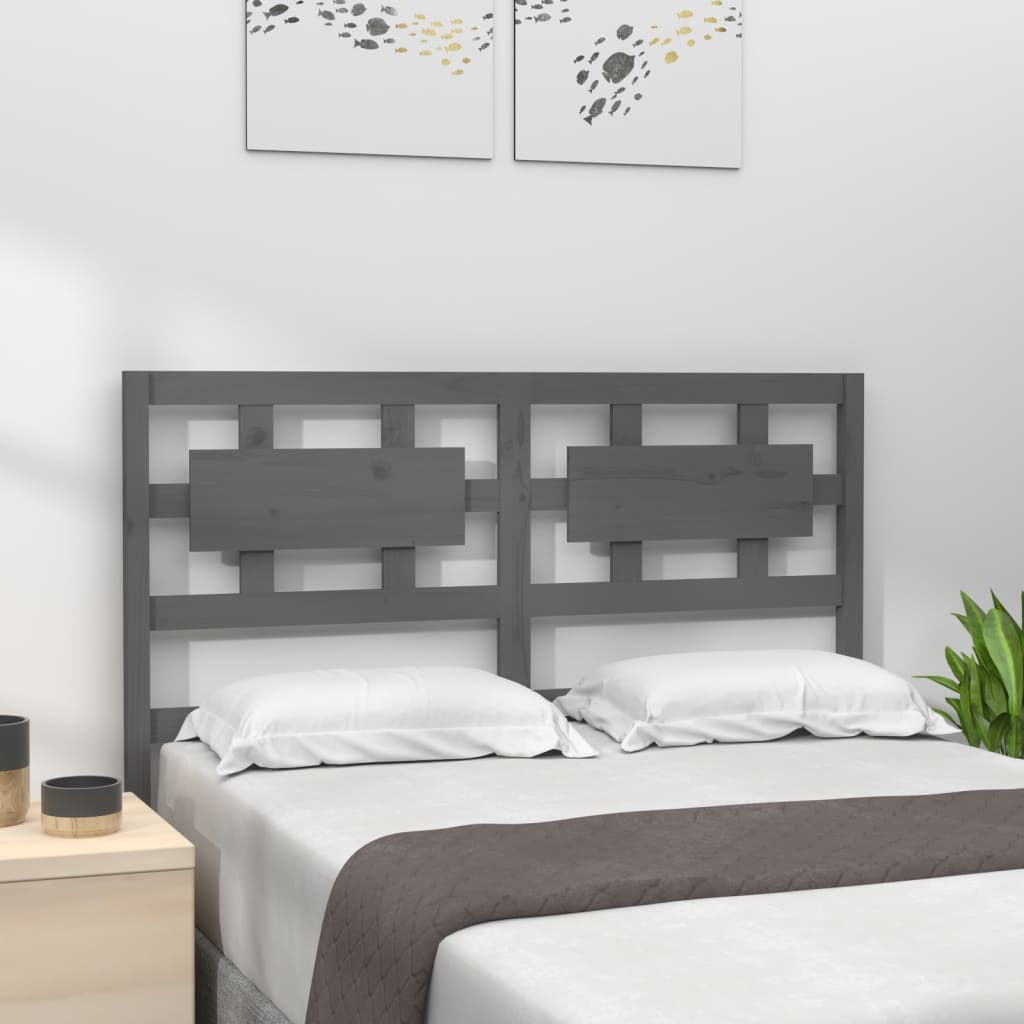 Bed Headboard Grey 185.5x4x100 cm Solid Wood Pine - Sid & Sam