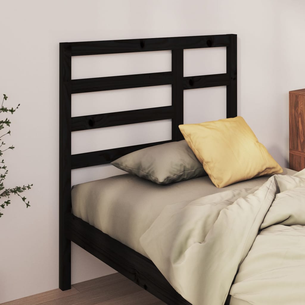 Bed Headboard Black 81x4x104 cm Solid Wood Pine - Unbeatable Bargains