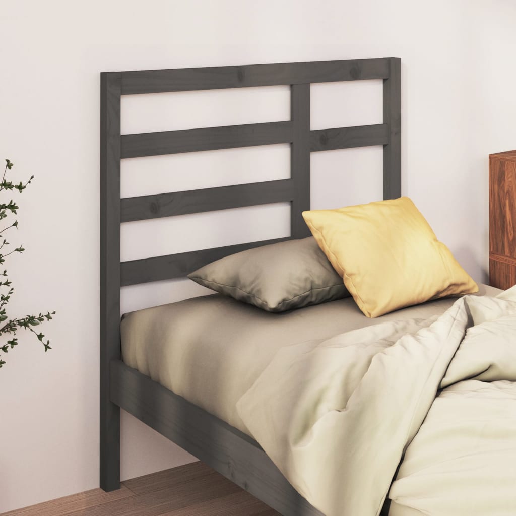 Bed Headboard Grey 96x4x104 cm Solid Wood Pine - R and M Furniture