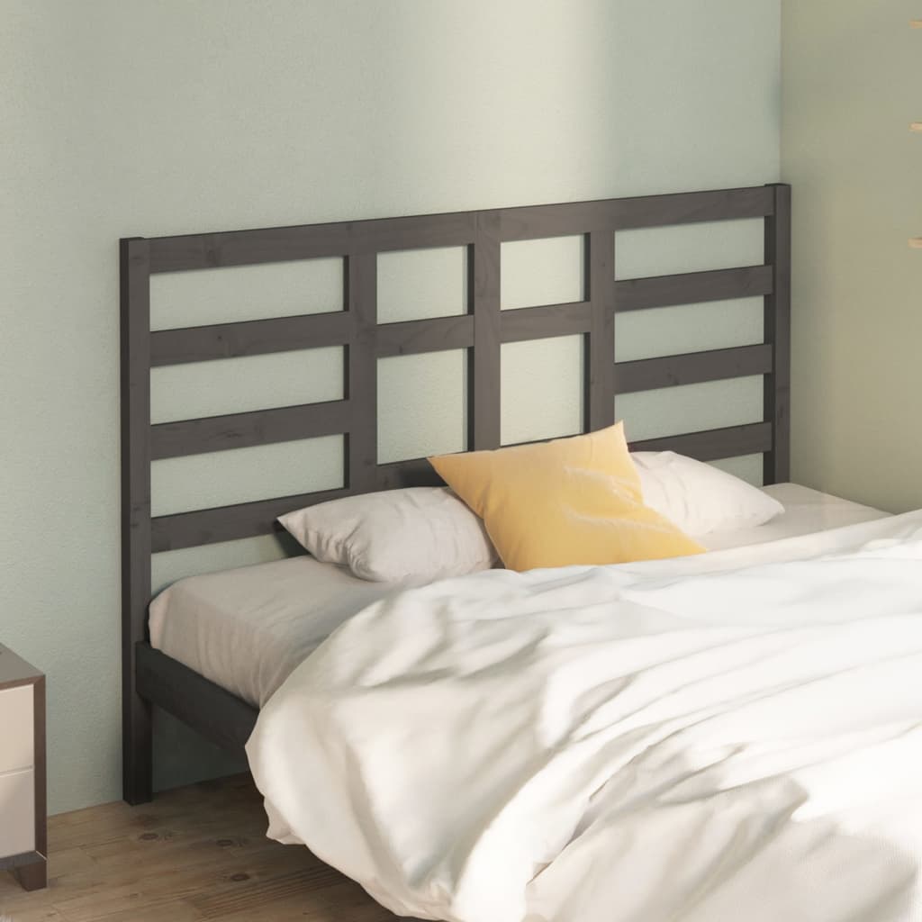 Bed Headboard Grey 141x4x104 cm Solid Wood Pine - Discount Dealers
