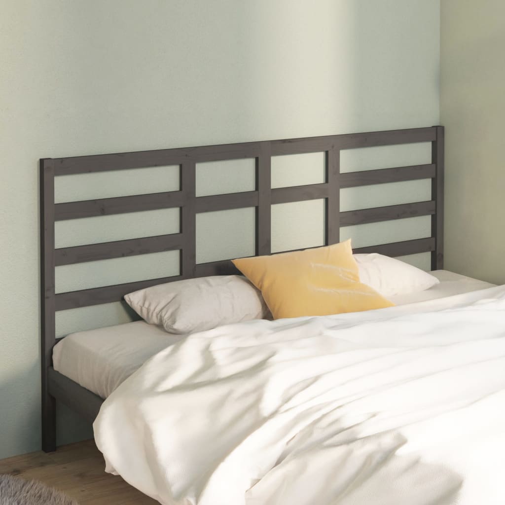 Bed Headboard Grey 206x4x104 cm Solid Wood Pine - R and M Furniture