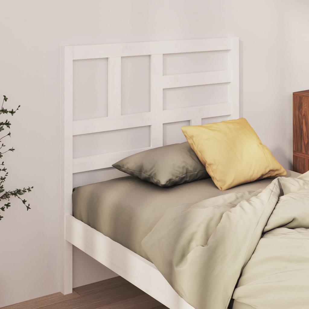Bed Headboard White 81x4x104 cm Solid Wood Pine - Decor Base